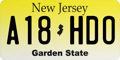 NJ license plate A18HDO