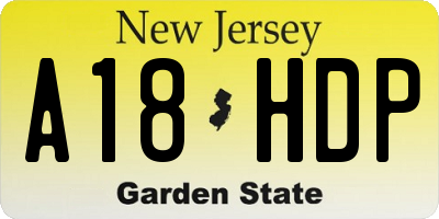 NJ license plate A18HDP