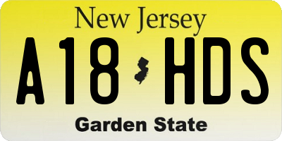 NJ license plate A18HDS