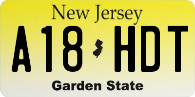 NJ license plate A18HDT