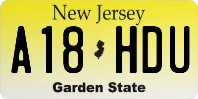 NJ license plate A18HDU