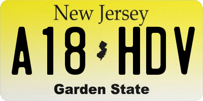 NJ license plate A18HDV