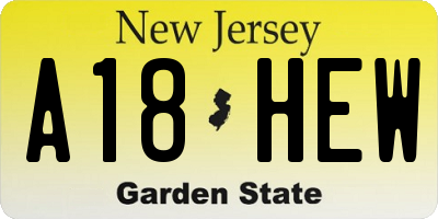 NJ license plate A18HEW