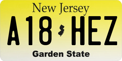 NJ license plate A18HEZ