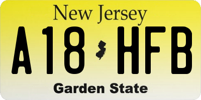 NJ license plate A18HFB