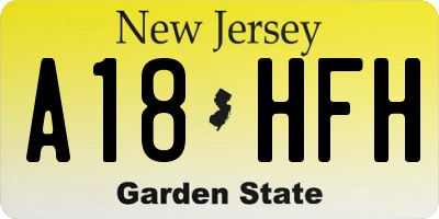 NJ license plate A18HFH