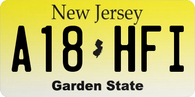 NJ license plate A18HFI