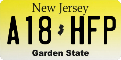NJ license plate A18HFP