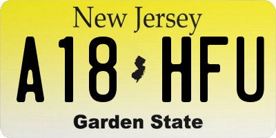 NJ license plate A18HFU