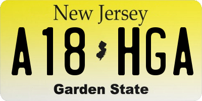 NJ license plate A18HGA