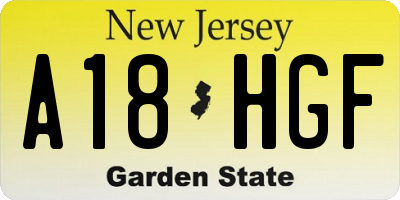 NJ license plate A18HGF