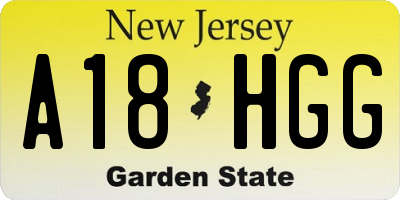 NJ license plate A18HGG