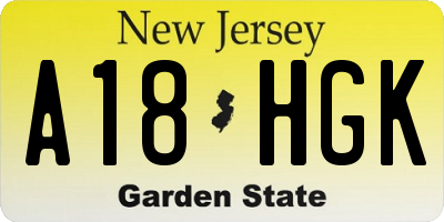 NJ license plate A18HGK