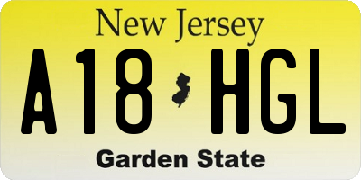NJ license plate A18HGL
