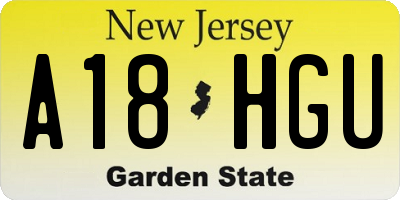 NJ license plate A18HGU