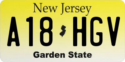 NJ license plate A18HGV