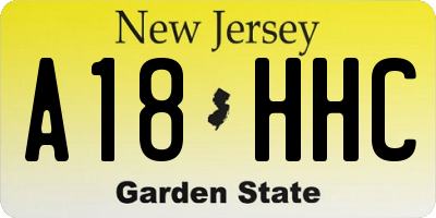 NJ license plate A18HHC