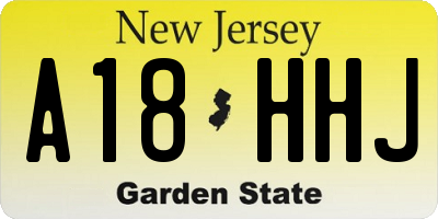 NJ license plate A18HHJ