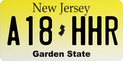 NJ license plate A18HHR