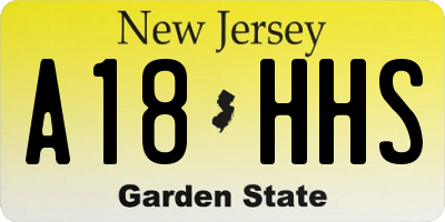 NJ license plate A18HHS