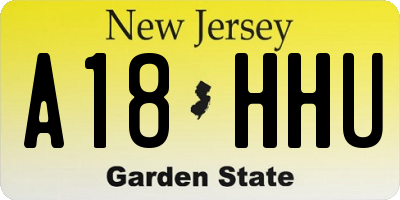 NJ license plate A18HHU
