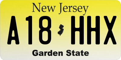 NJ license plate A18HHX