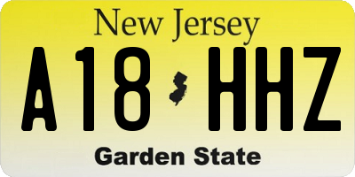 NJ license plate A18HHZ