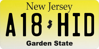 NJ license plate A18HID