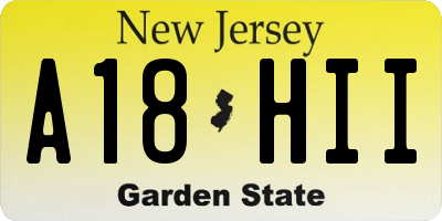 NJ license plate A18HII