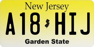 NJ license plate A18HIJ