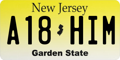 NJ license plate A18HIM