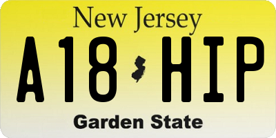 NJ license plate A18HIP