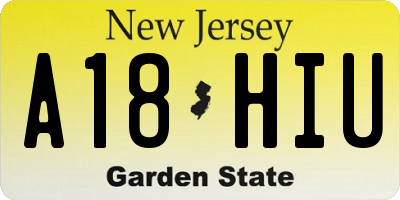NJ license plate A18HIU
