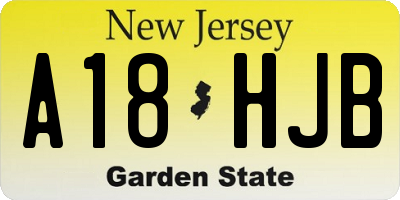 NJ license plate A18HJB