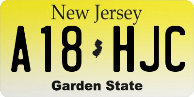 NJ license plate A18HJC