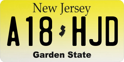 NJ license plate A18HJD