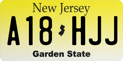 NJ license plate A18HJJ