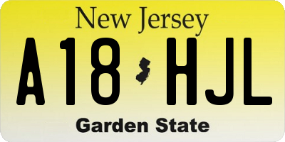 NJ license plate A18HJL