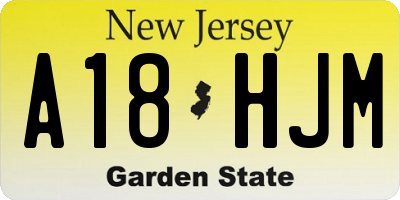 NJ license plate A18HJM