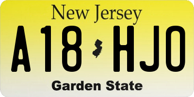 NJ license plate A18HJO