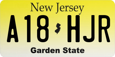 NJ license plate A18HJR