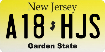 NJ license plate A18HJS