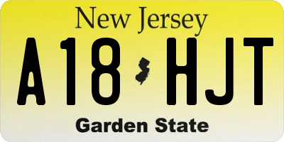 NJ license plate A18HJT