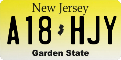 NJ license plate A18HJY