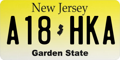 NJ license plate A18HKA