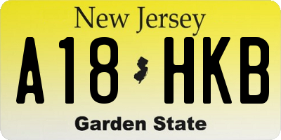 NJ license plate A18HKB