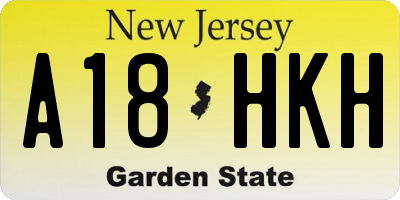 NJ license plate A18HKH