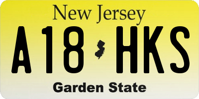 NJ license plate A18HKS