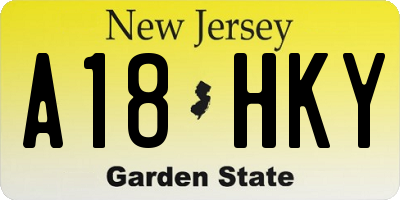 NJ license plate A18HKY