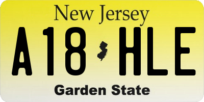NJ license plate A18HLE